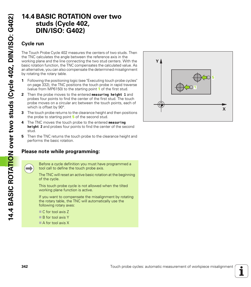 Cycle run, Please note while programming, See "basic rotation | Cycle run please note while programming | HEIDENHAIN iTNC 530 (34049x-08) Cycle programming User Manual | Page 342 / 527