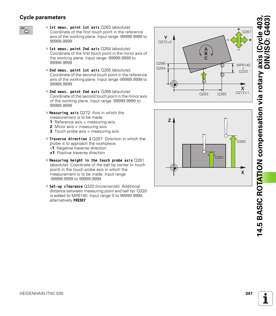 Cycle parameters | HEIDENHAIN iTNC 530 (34049x-08) Cycle programming User Manual | Page 347 / 527