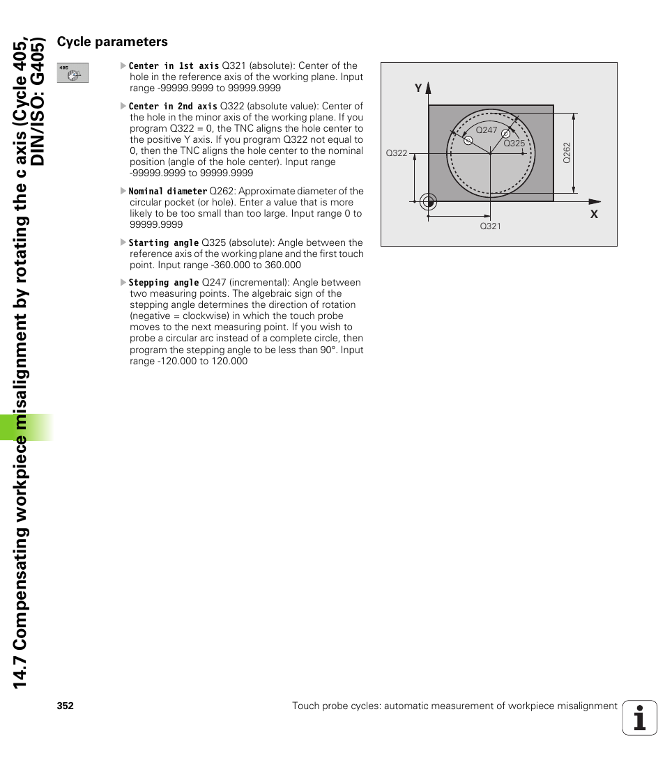 Cycle parameters | HEIDENHAIN iTNC 530 (34049x-08) Cycle programming User Manual | Page 352 / 527
