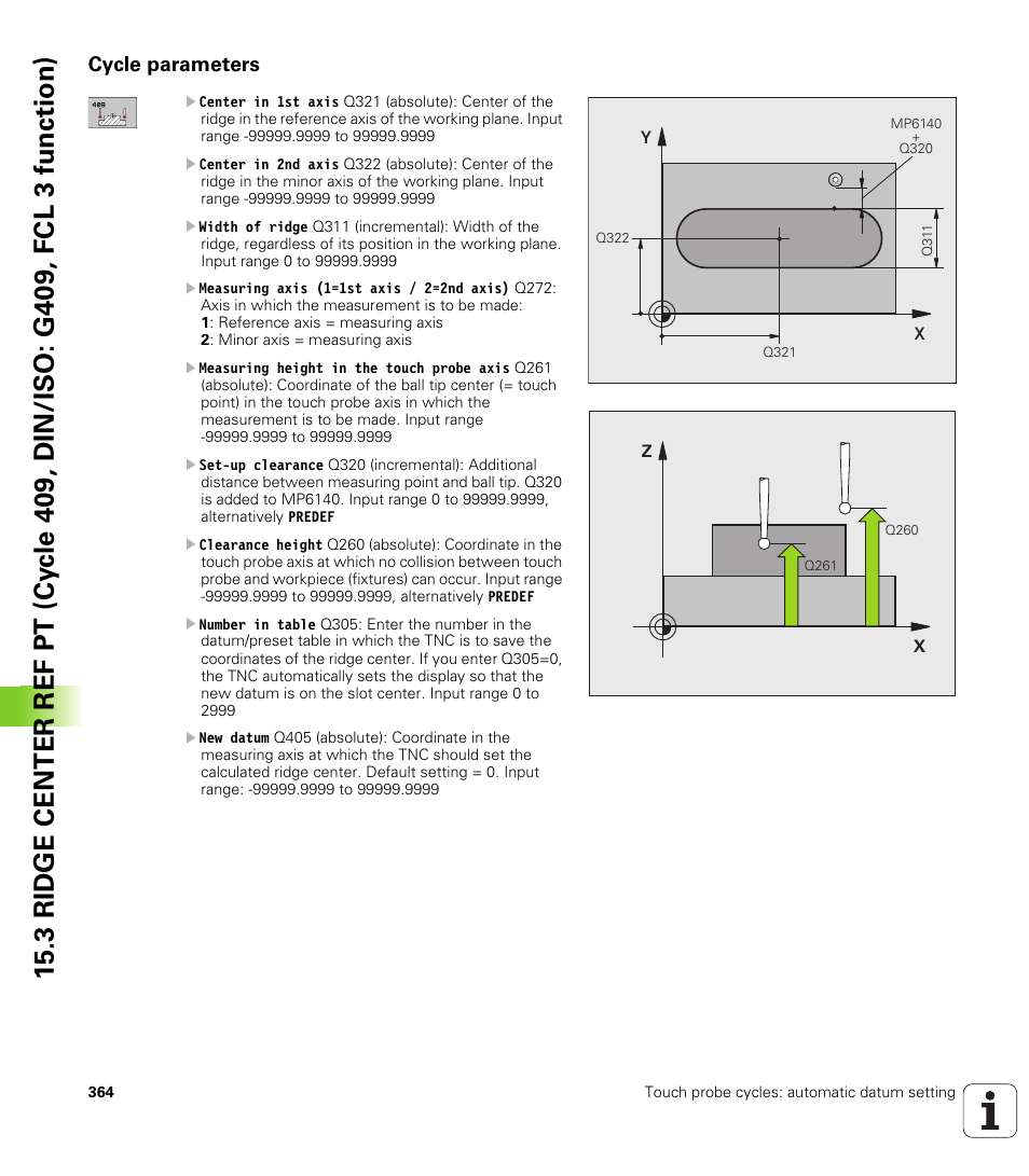 Cycle parameters | HEIDENHAIN iTNC 530 (34049x-08) Cycle programming User Manual | Page 364 / 527