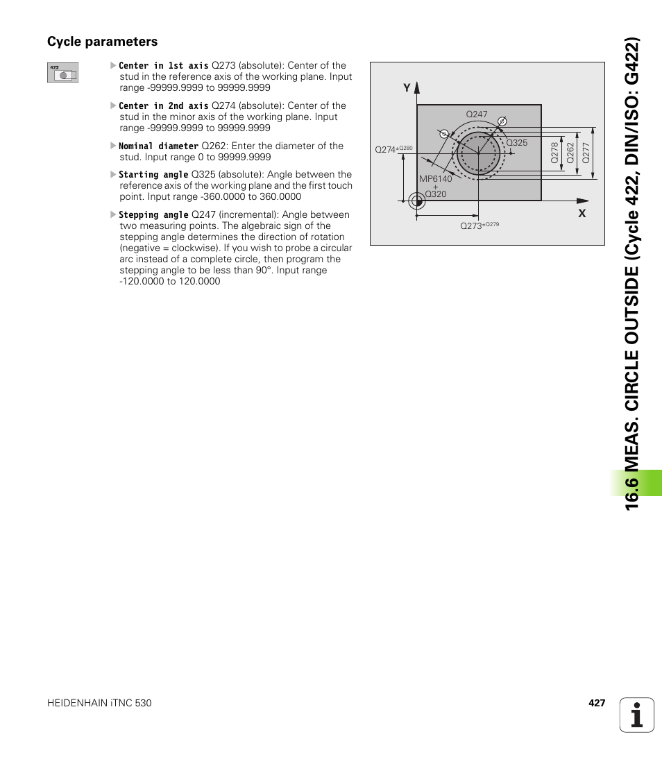 Cycle parameters | HEIDENHAIN iTNC 530 (34049x-08) Cycle programming User Manual | Page 427 / 527