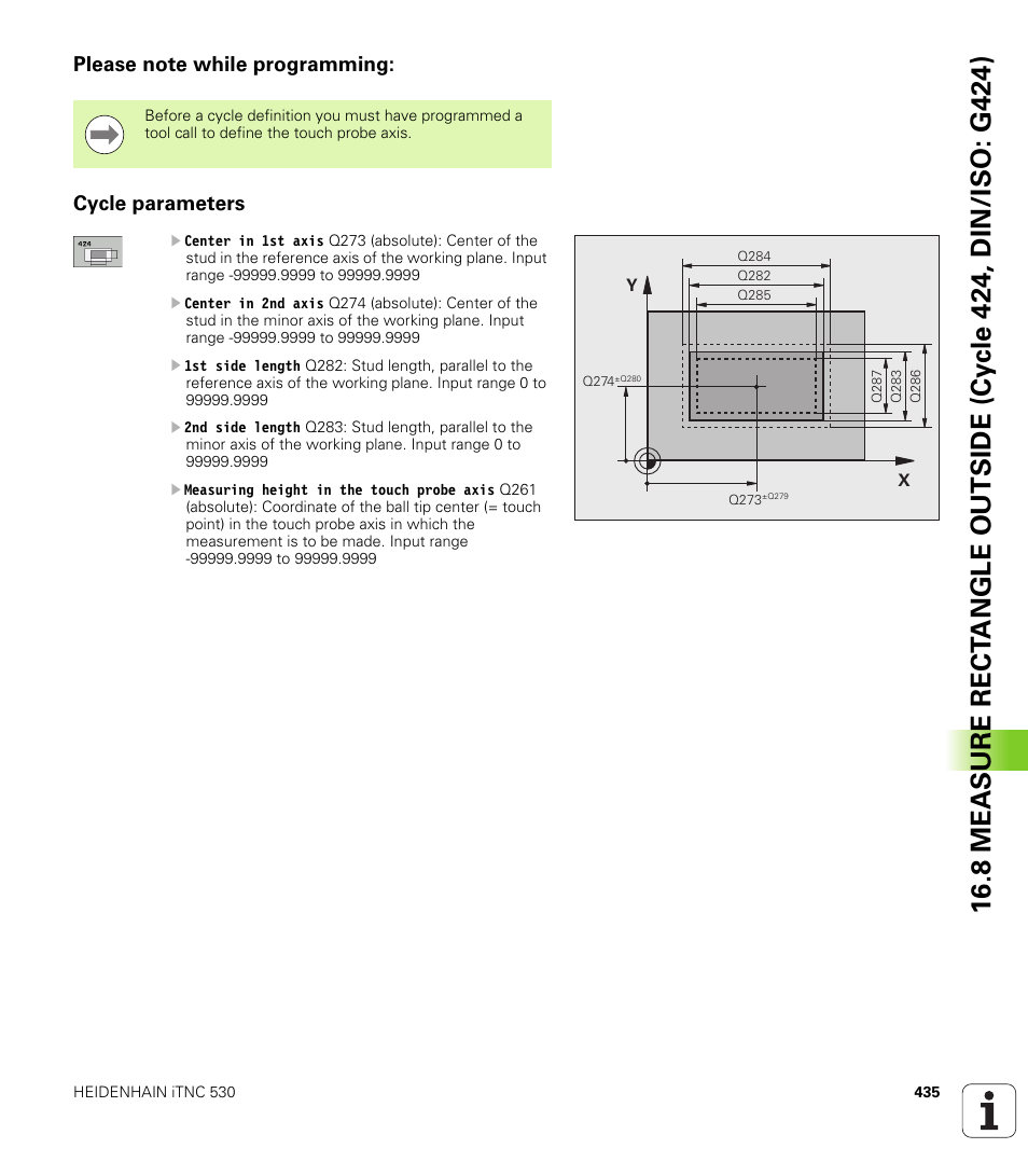 Please note while programming, Cycle parameters, Please note while programming: cycle parameters | HEIDENHAIN iTNC 530 (34049x-08) Cycle programming User Manual | Page 435 / 527