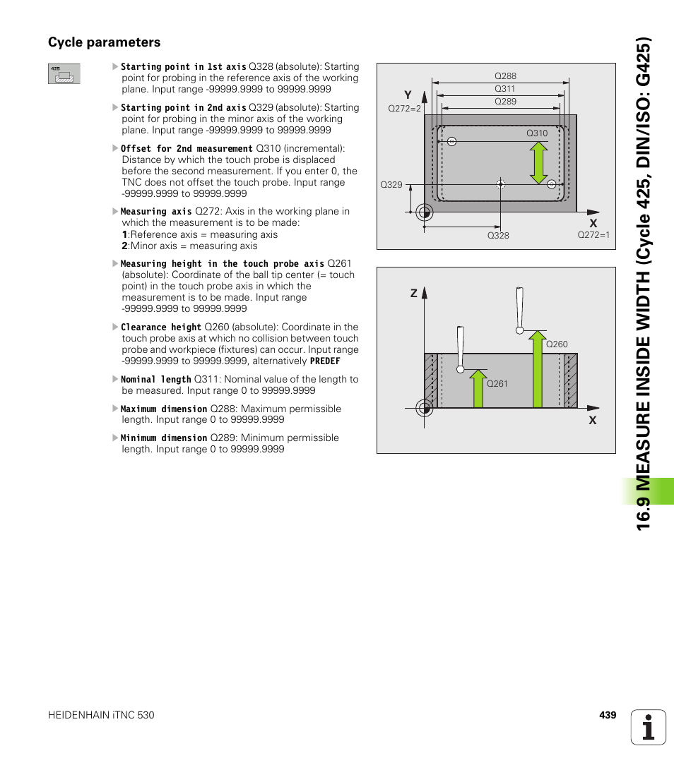 Cycle parameters | HEIDENHAIN iTNC 530 (34049x-08) Cycle programming User Manual | Page 439 / 527