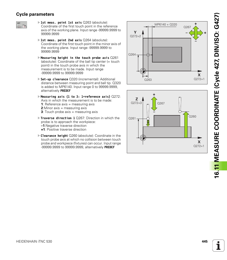 Cycle parameters | HEIDENHAIN iTNC 530 (34049x-08) Cycle programming User Manual | Page 445 / 527