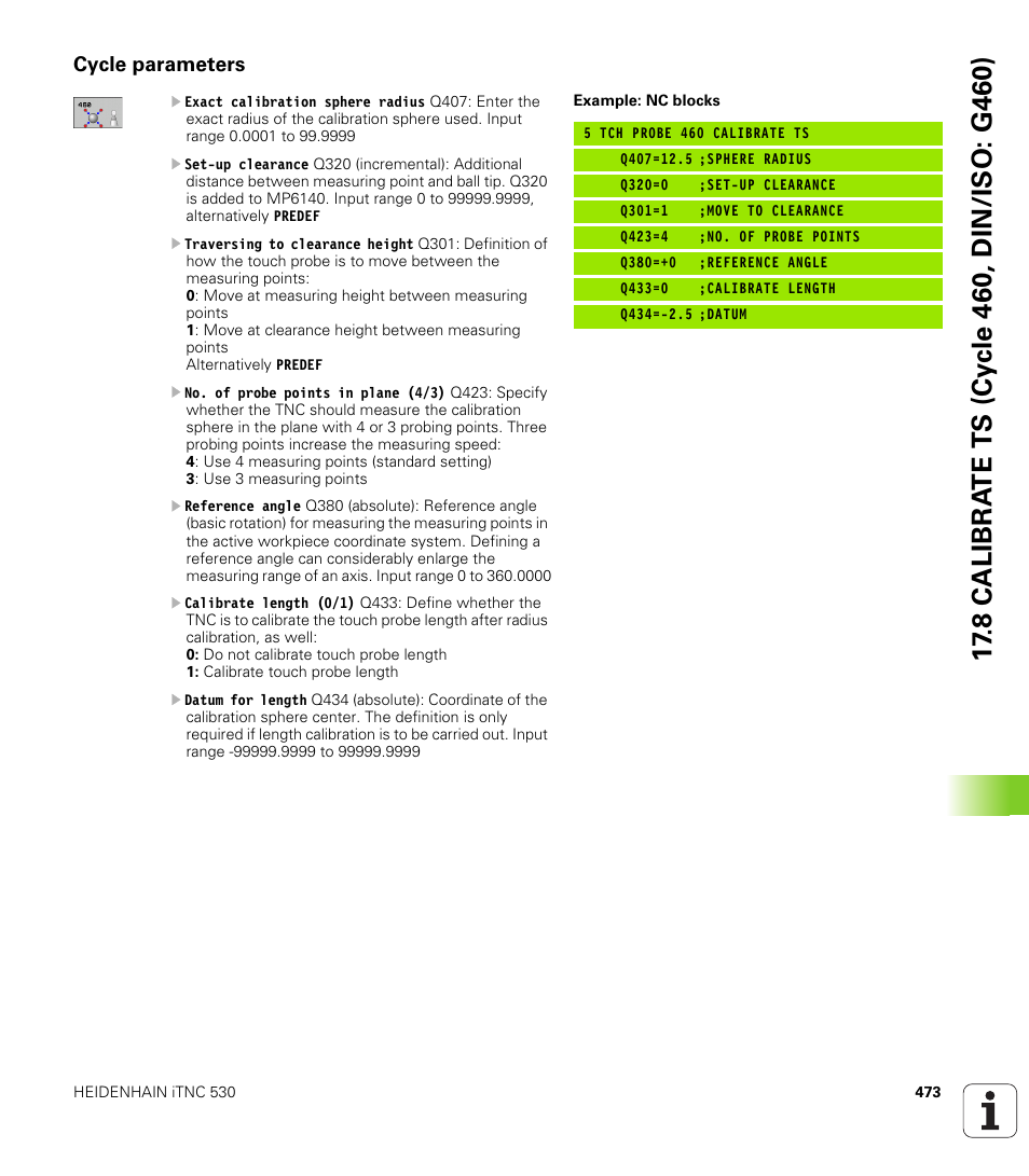 Cycle parameters | HEIDENHAIN iTNC 530 (34049x-08) Cycle programming User Manual | Page 473 / 527