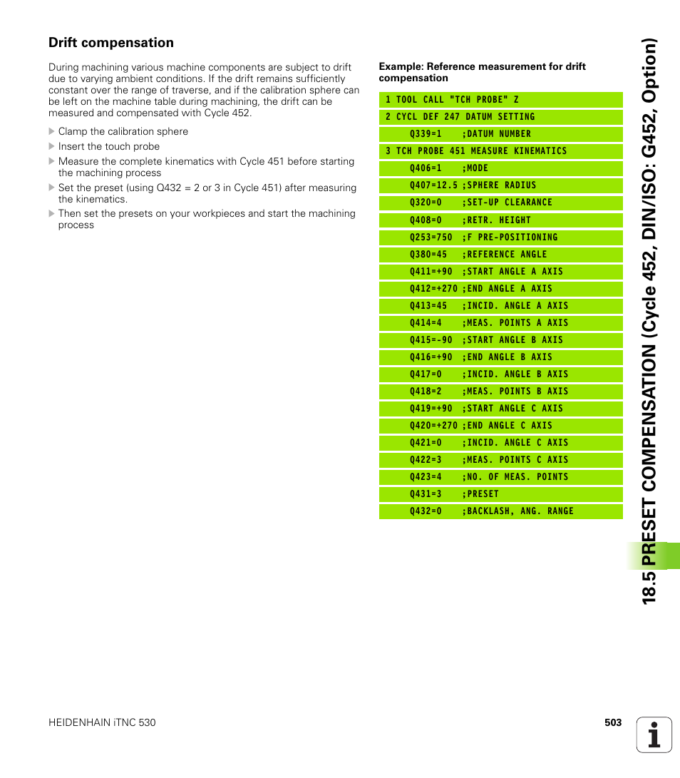 Drift compensation | HEIDENHAIN iTNC 530 (34049x-08) Cycle programming User Manual | Page 503 / 527