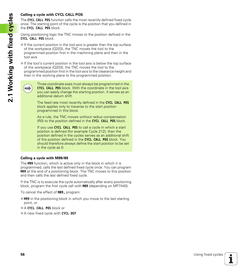 1 w or king with fix ed cy cles | HEIDENHAIN iTNC 530 (34049x-08) Cycle programming User Manual | Page 56 / 527