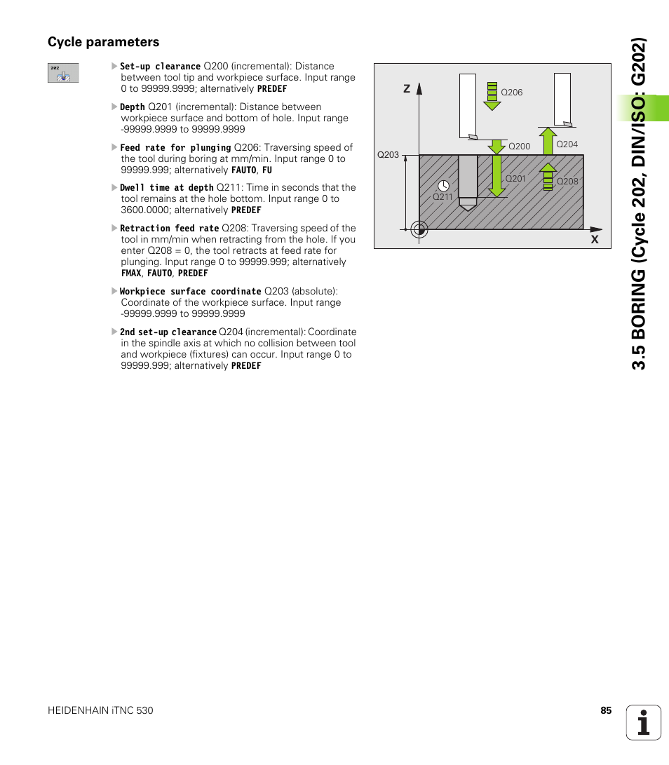 Cycle parameters | HEIDENHAIN iTNC 530 (34049x-08) Cycle programming User Manual | Page 85 / 527