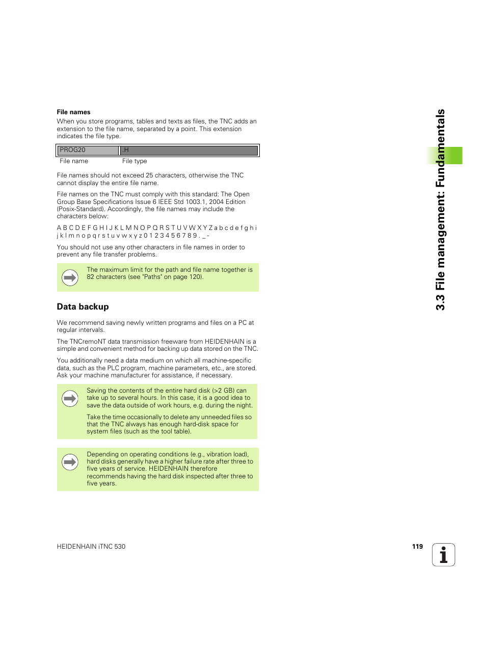 Data backup, 3 file manag e ment: f undamentals | HEIDENHAIN iTNC 530 (34049x-08) ISO programming User Manual | Page 119 / 654