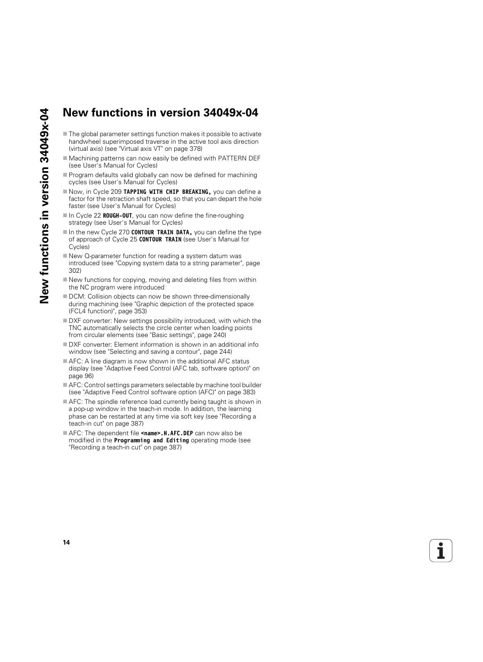 New functions in version 34049x-04 | HEIDENHAIN iTNC 530 (34049x-08) ISO programming User Manual | Page 14 / 654