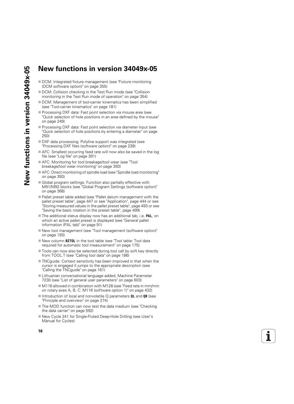 New functions in version 34049x-05 | HEIDENHAIN iTNC 530 (34049x-08) ISO programming User Manual | Page 16 / 654