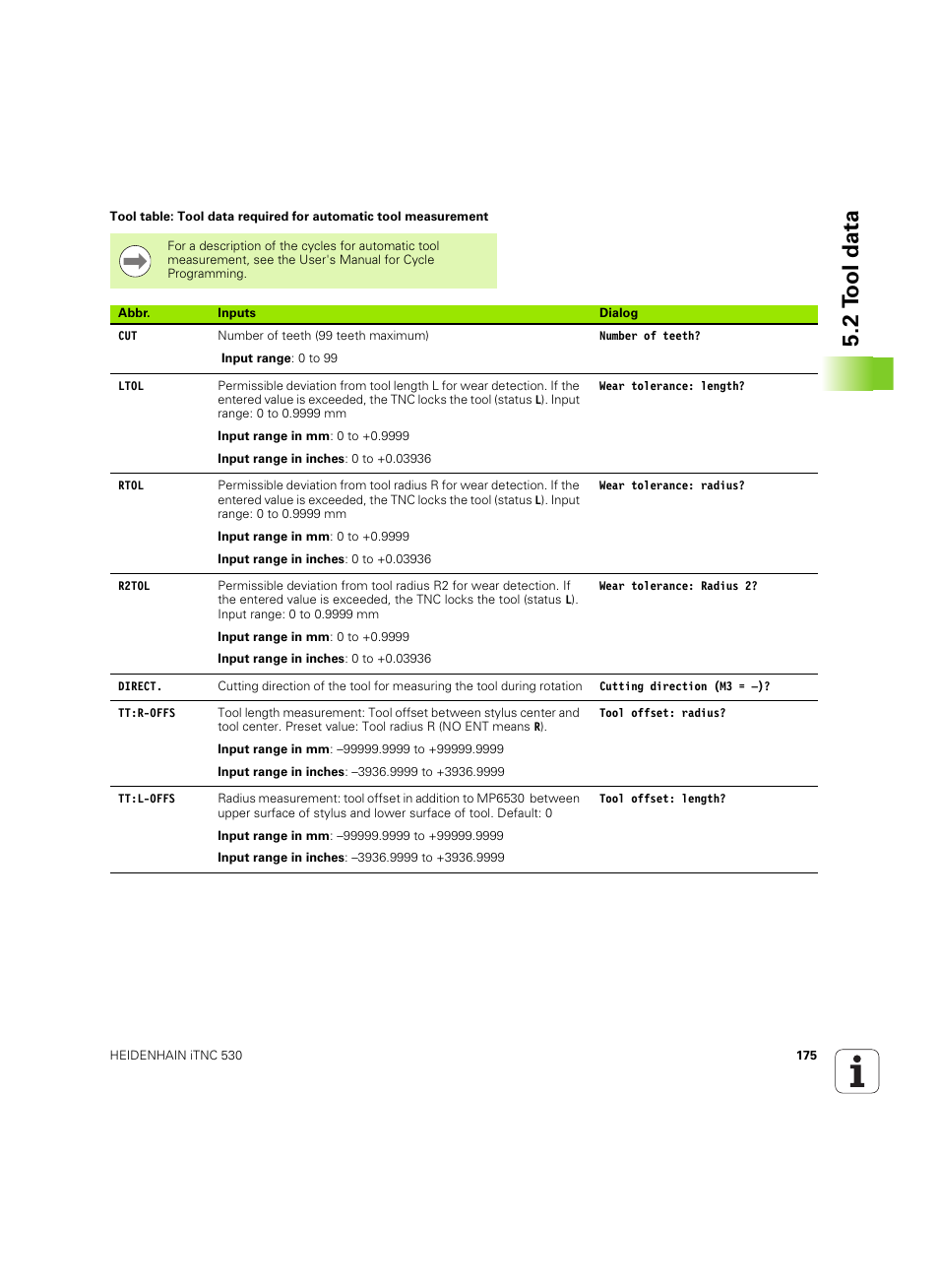 See "tool table: tool data, 2 t ool data | HEIDENHAIN iTNC 530 (34049x-08) ISO programming User Manual | Page 175 / 654