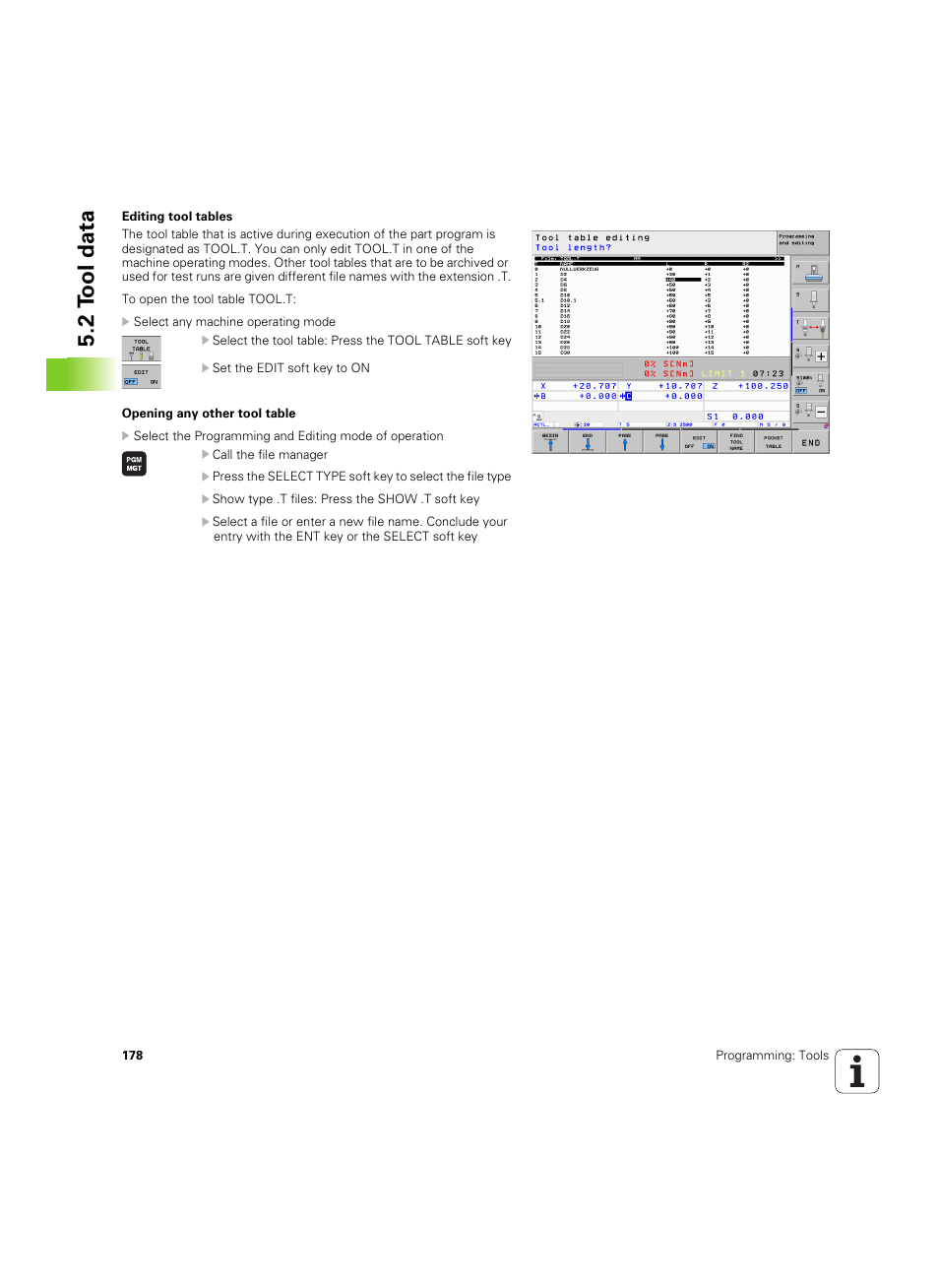 See "editing tool tables, 2 t ool data | HEIDENHAIN iTNC 530 (34049x-08) ISO programming User Manual | Page 178 / 654
