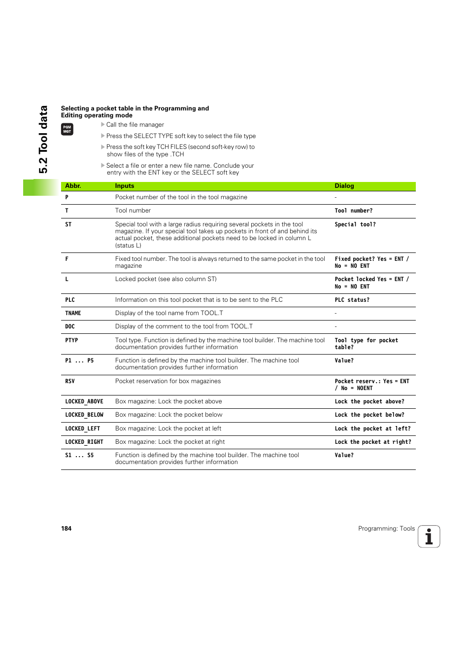 2 t ool data | HEIDENHAIN iTNC 530 (34049x-08) ISO programming User Manual | Page 184 / 654