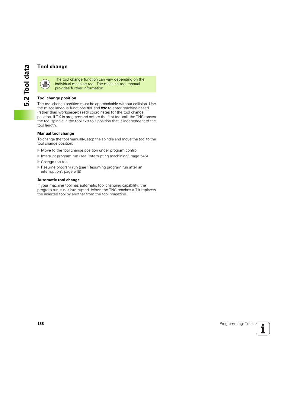 Tool change, 2 t ool data | HEIDENHAIN iTNC 530 (34049x-08) ISO programming User Manual | Page 188 / 654