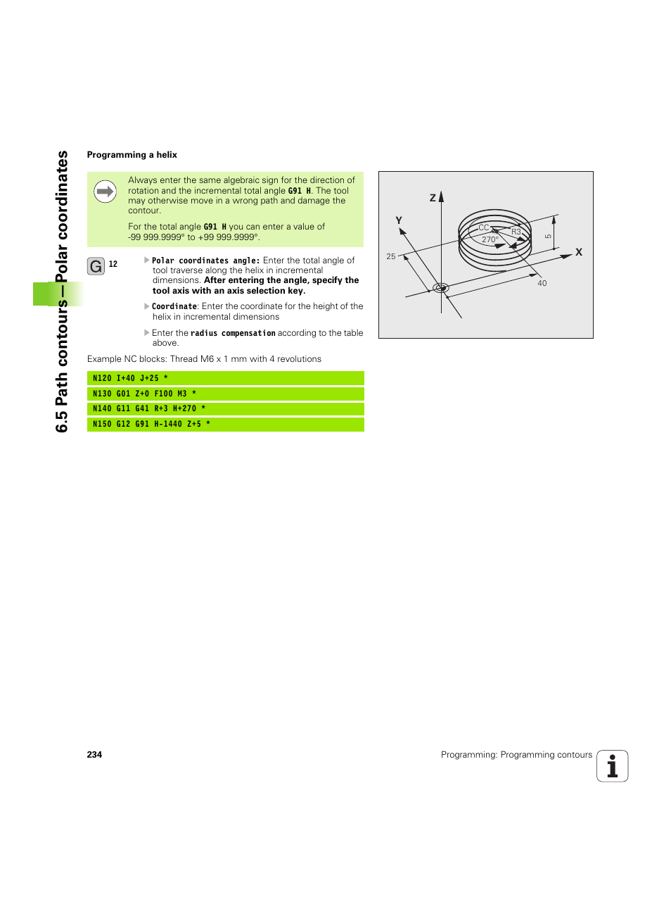 5 p ath cont ours—p o lar c oor dinat e s | HEIDENHAIN iTNC 530 (34049x-08) ISO programming User Manual | Page 234 / 654