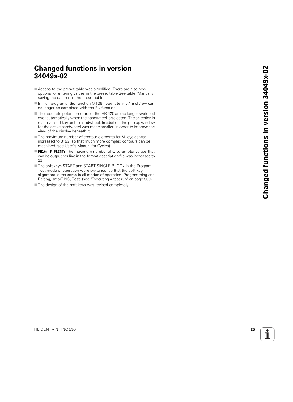 Changed functions in version 34049x-02 | HEIDENHAIN iTNC 530 (34049x-08) ISO programming User Manual | Page 25 / 654