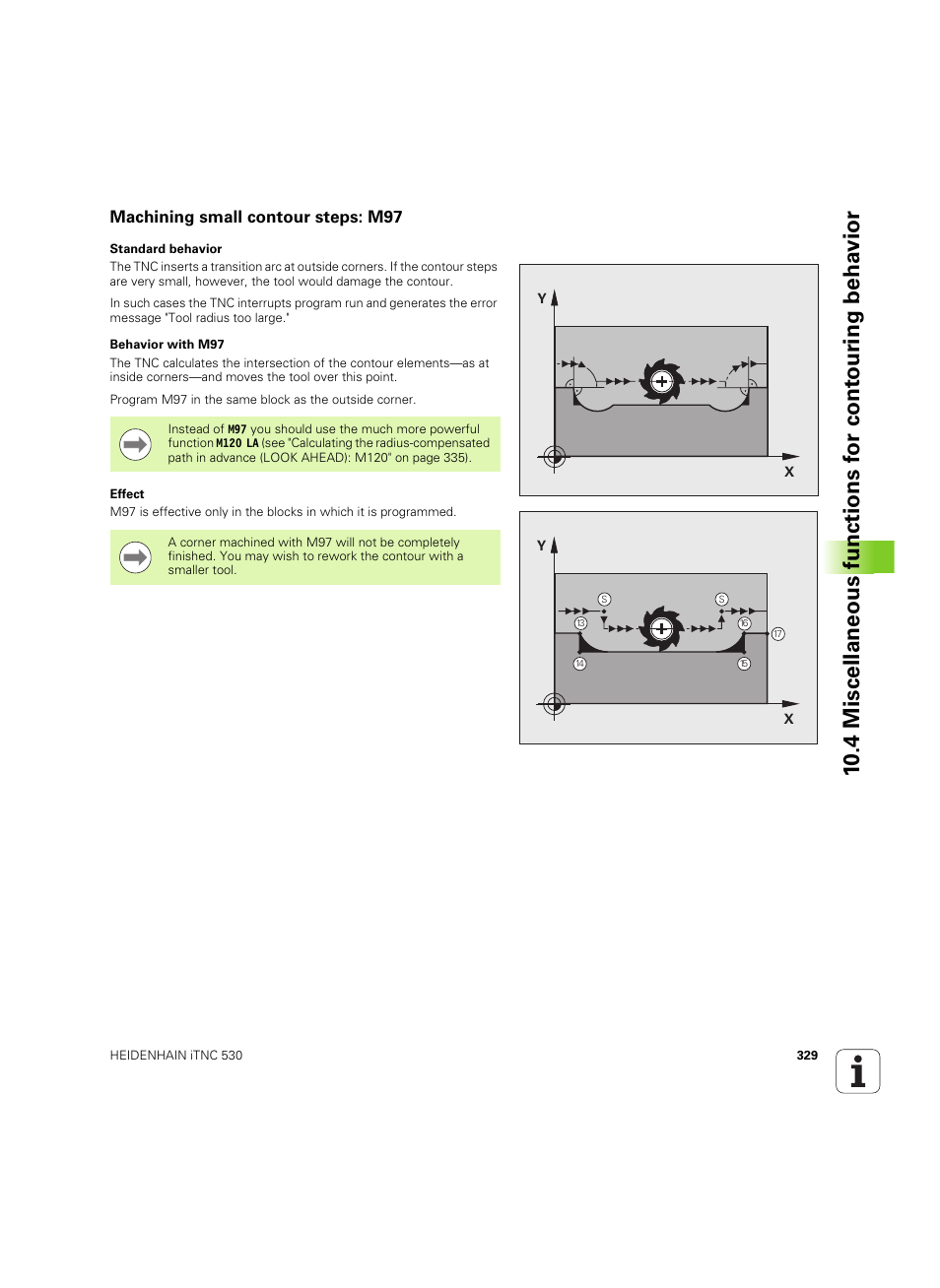 Machining small contour steps: m97 | HEIDENHAIN iTNC 530 (34049x-08) ISO programming User Manual | Page 329 / 654