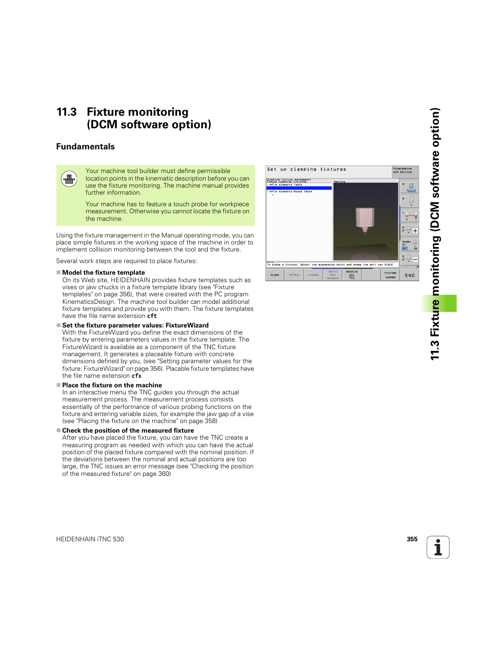 3 fixture monitoring (dcm software option), Fundamentals, See "fixture monitoring | HEIDENHAIN iTNC 530 (34049x-08) ISO programming User Manual | Page 355 / 654