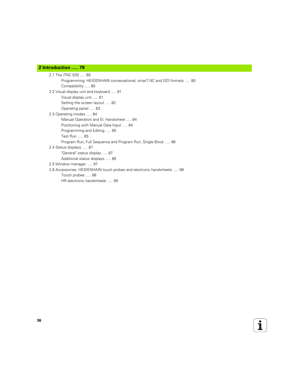 2 introduction | HEIDENHAIN iTNC 530 (34049x-08) ISO programming User Manual | Page 36 / 654