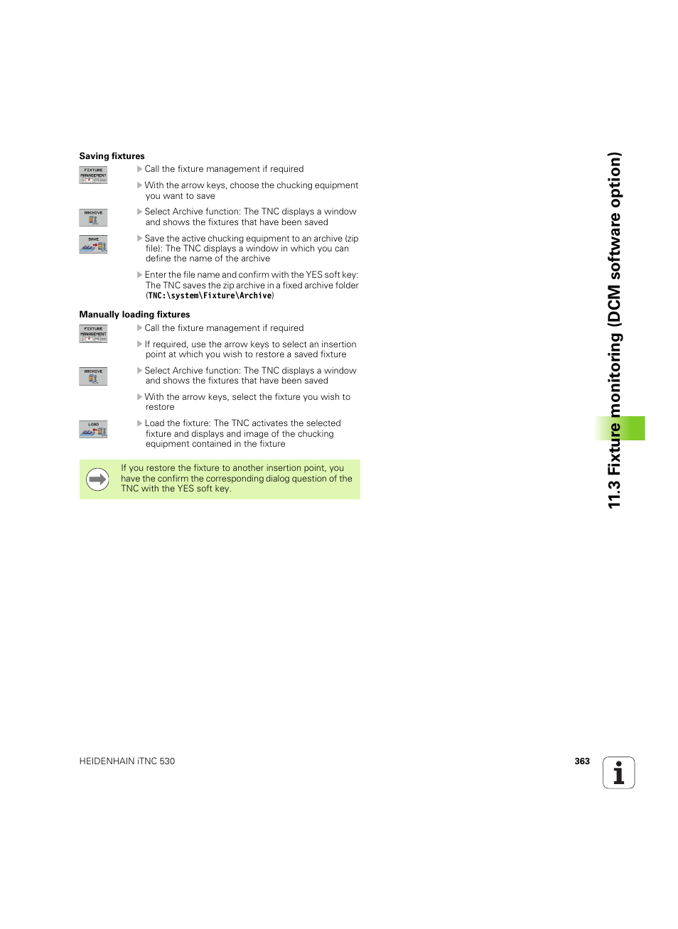 3 fixt ur e monit or ing (dcm sof tw a re option) | HEIDENHAIN iTNC 530 (34049x-08) ISO programming User Manual | Page 363 / 654