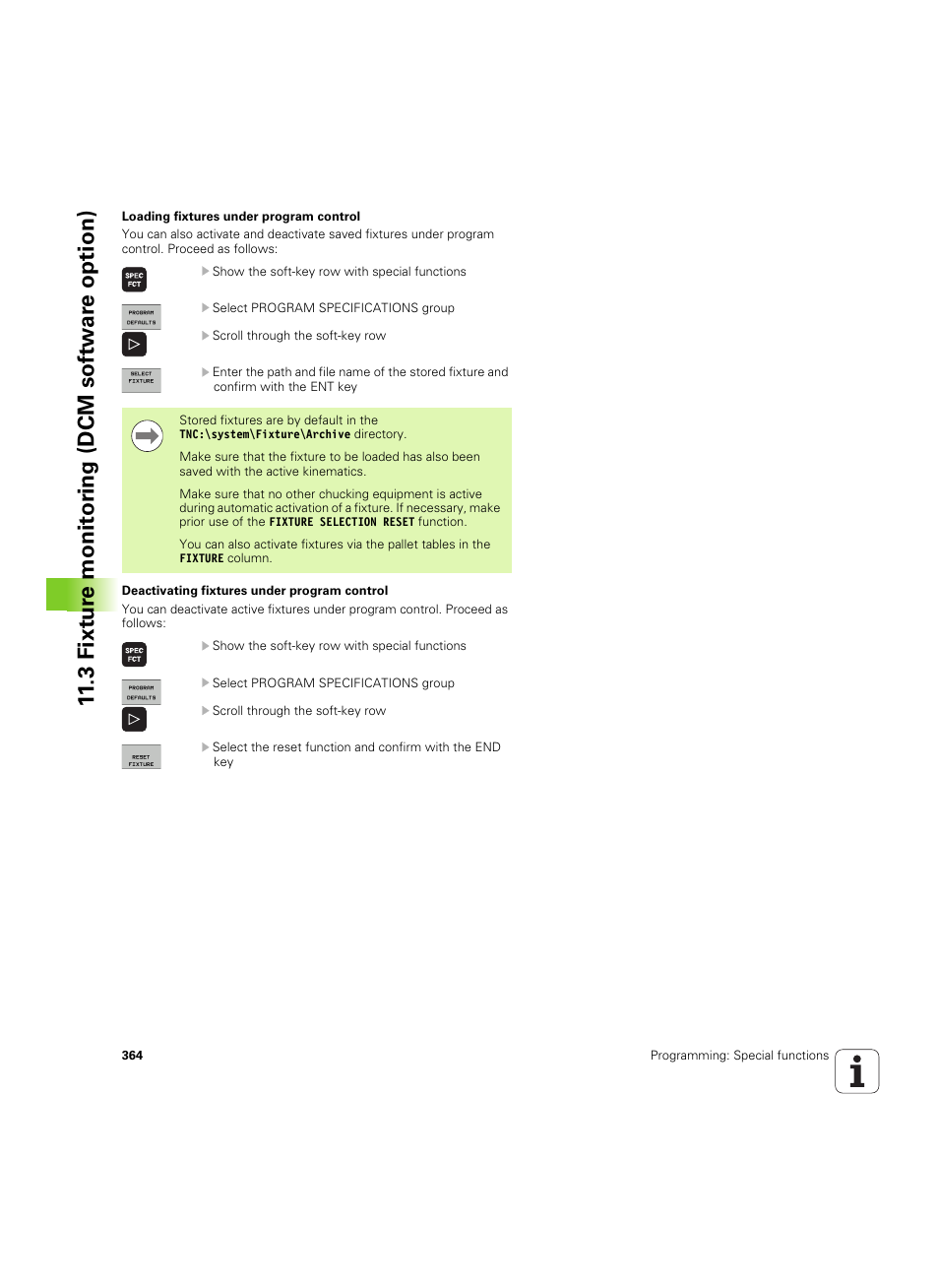 3 fixt ur e monit or ing (dcm sof tw a re option) | HEIDENHAIN iTNC 530 (34049x-08) ISO programming User Manual | Page 364 / 654
