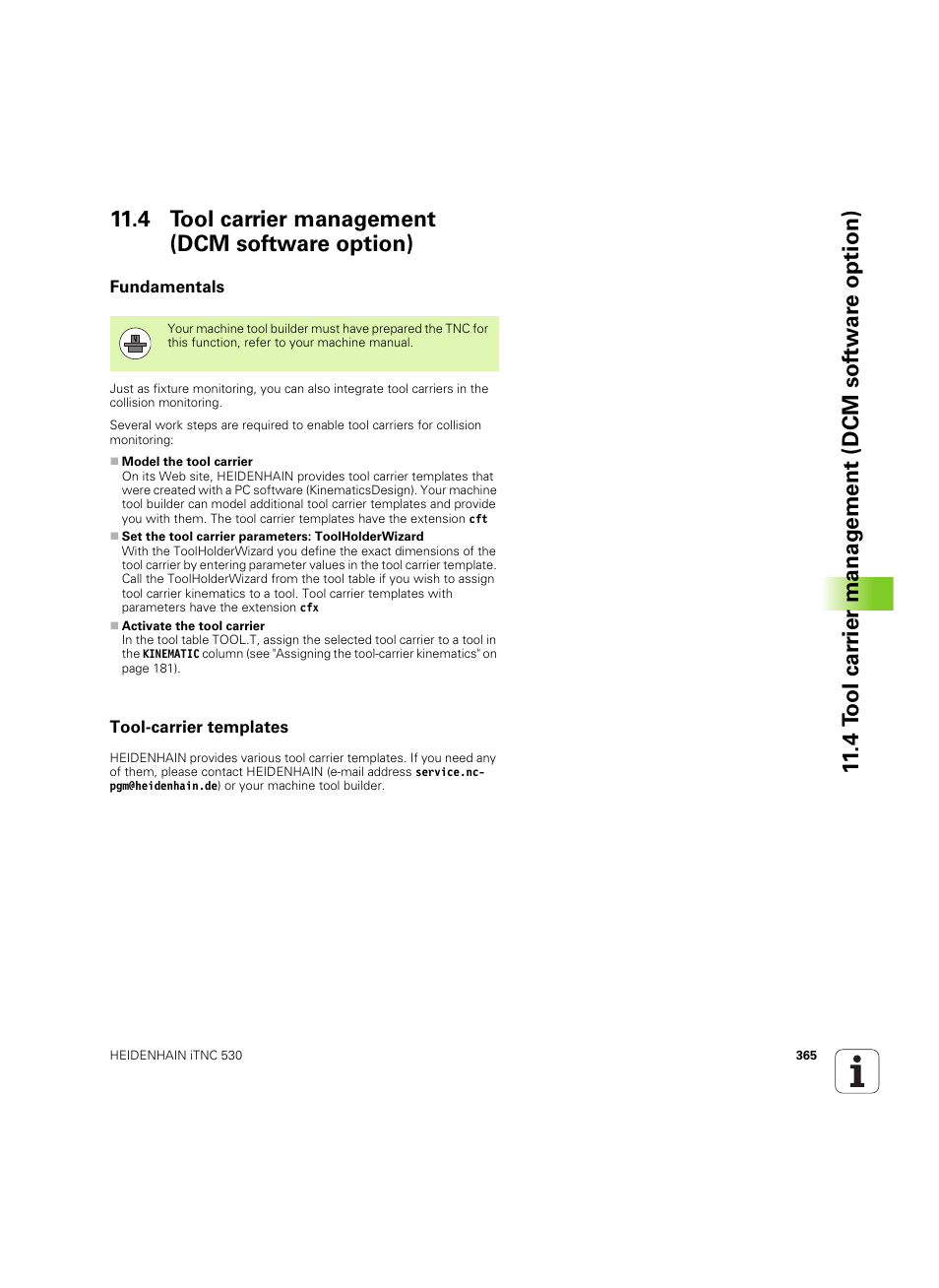 4 tool carrier management (dcm software option), Fundamentals, Tool-carrier templates | See "tool carrier management, Fundamentals tool-carrier templates | HEIDENHAIN iTNC 530 (34049x-08) ISO programming User Manual | Page 365 / 654