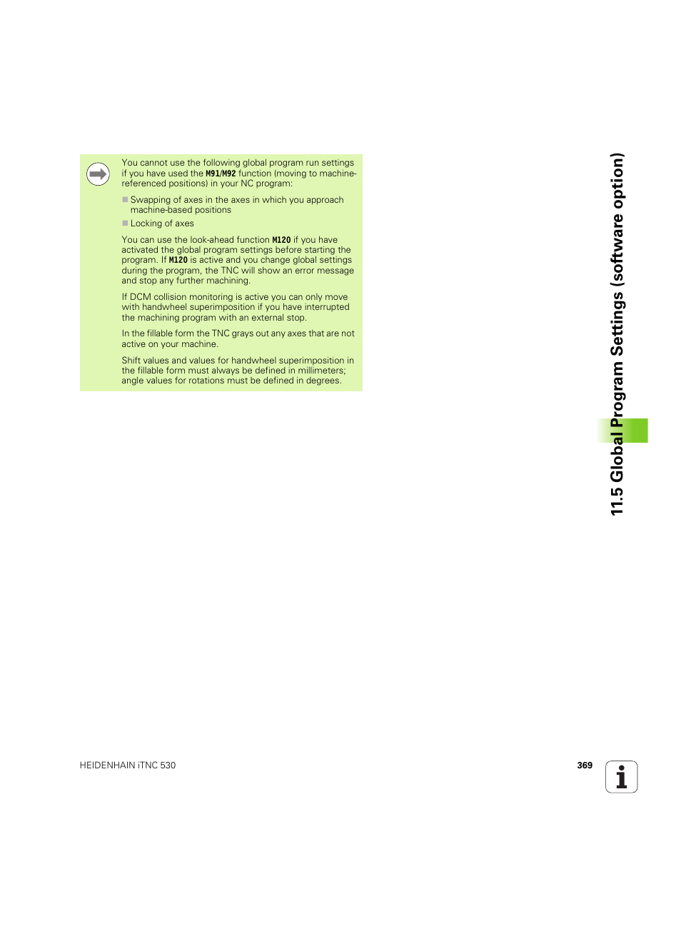 5 global pr ogr am set tings (sof tw ar e option) | HEIDENHAIN iTNC 530 (34049x-08) ISO programming User Manual | Page 369 / 654