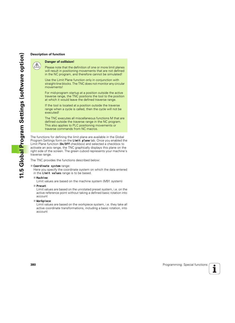 5 global pr ogr am set tings (sof tw ar e option) | HEIDENHAIN iTNC 530 (34049x-08) ISO programming User Manual | Page 380 / 654