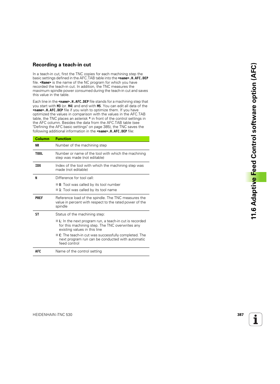 Recording a teach-in cut, Key (see "recording a | HEIDENHAIN iTNC 530 (34049x-08) ISO programming User Manual | Page 387 / 654