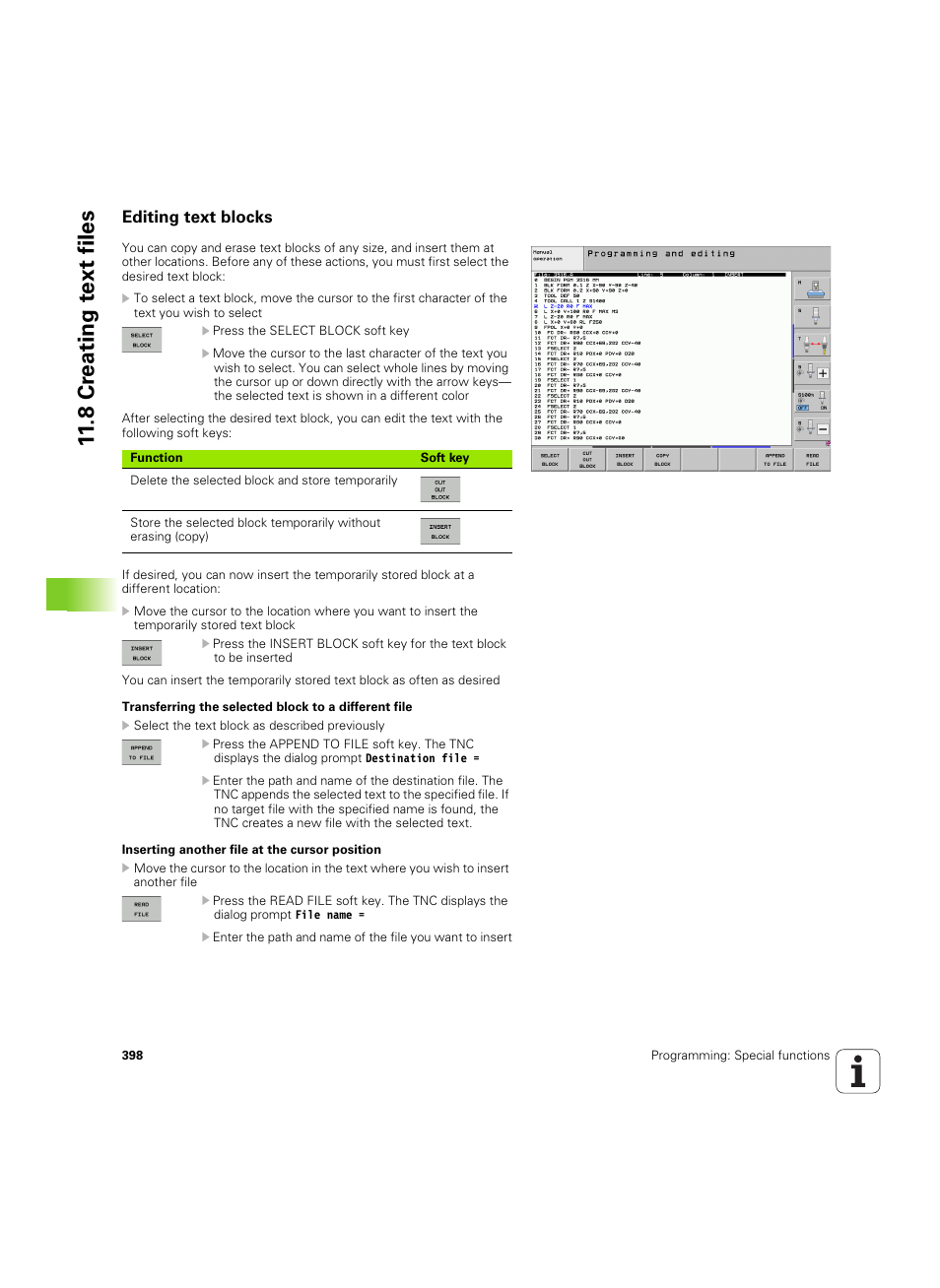 Editing text blocks, 8 cr eating t e xt files | HEIDENHAIN iTNC 530 (34049x-08) ISO programming User Manual | Page 398 / 654
