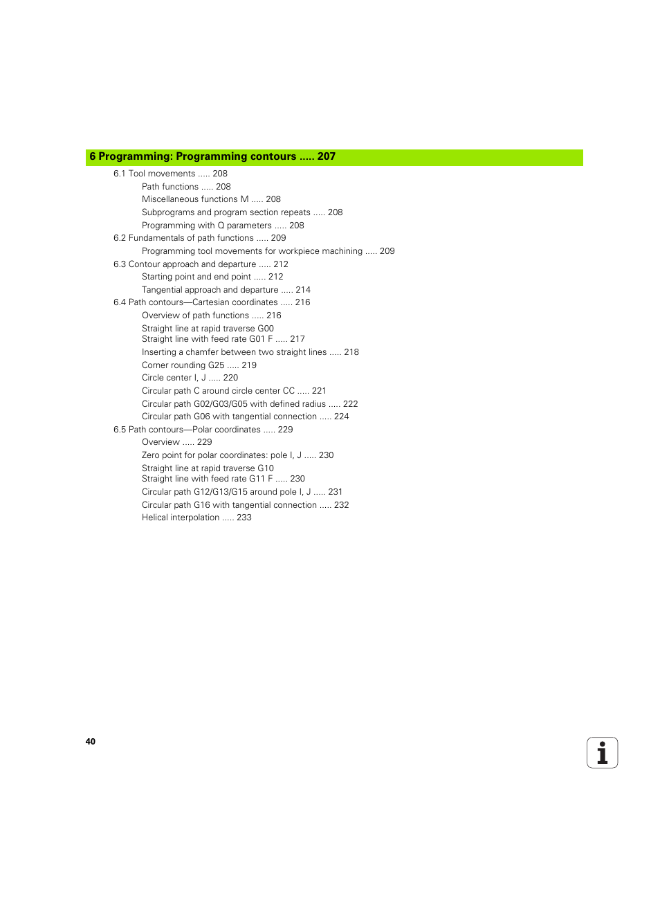 6 programming: programming contours | HEIDENHAIN iTNC 530 (34049x-08) ISO programming User Manual | Page 40 / 654