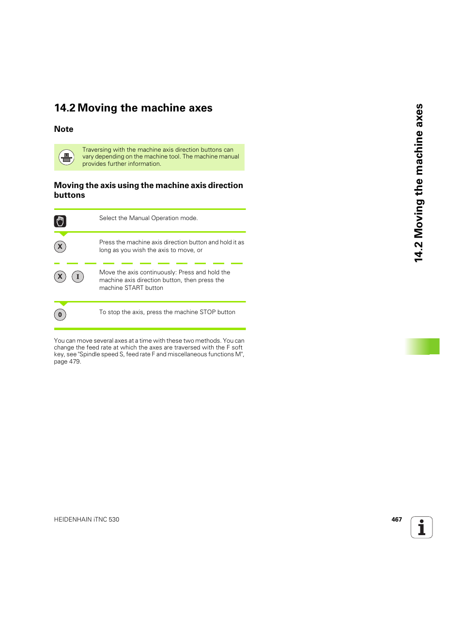2 moving the machine axes, Note | HEIDENHAIN iTNC 530 (34049x-08) ISO programming User Manual | Page 467 / 654