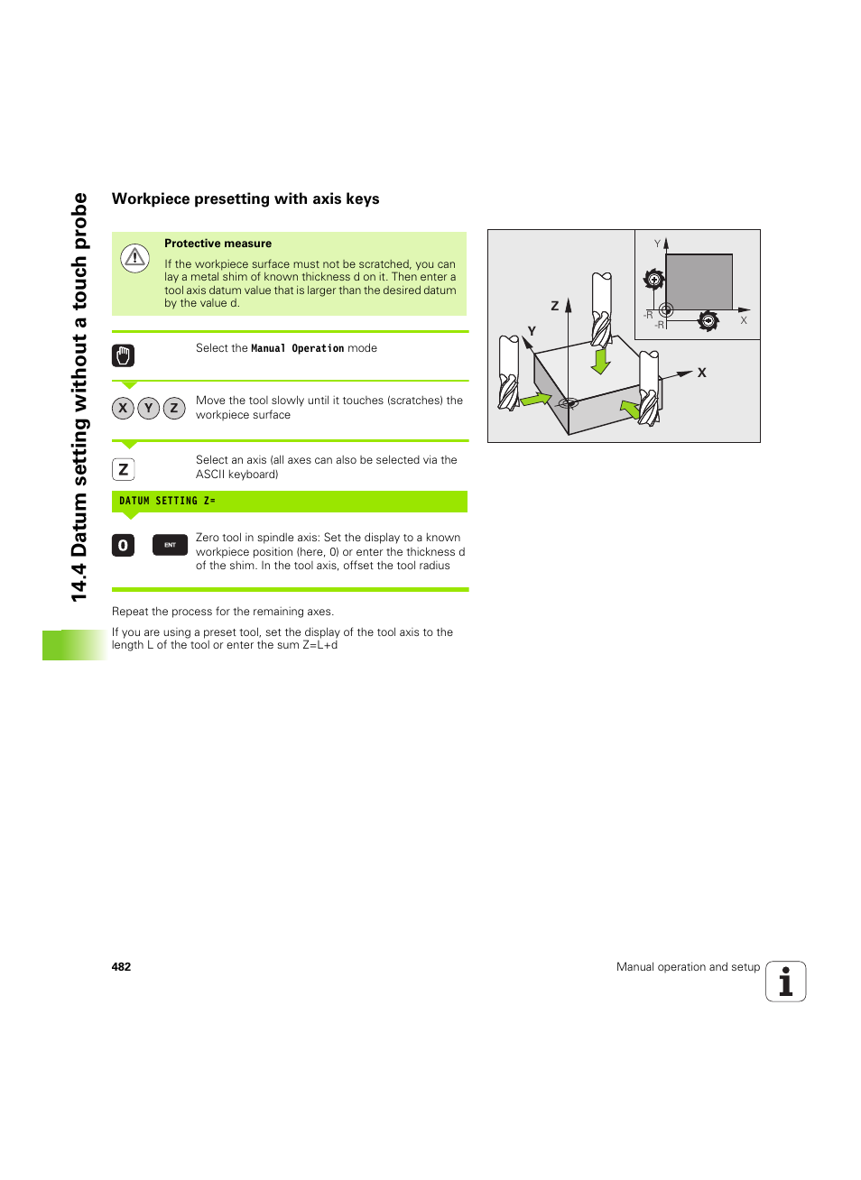 Workpiece presetting with axis keys | HEIDENHAIN iTNC 530 (34049x-08) ISO programming User Manual | Page 482 / 654