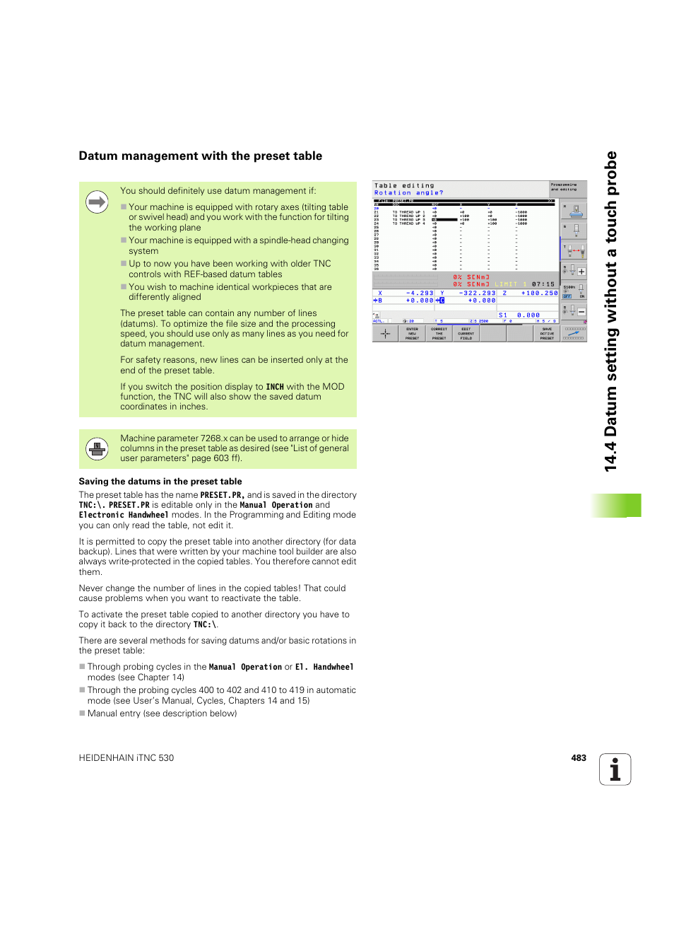 Datum management with the preset table | HEIDENHAIN iTNC 530 (34049x-08) ISO programming User Manual | Page 483 / 654