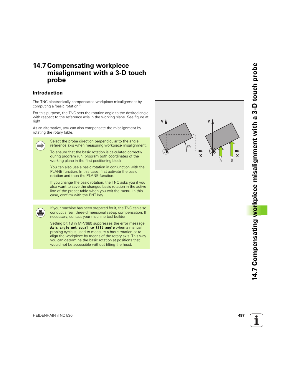 Introduction, T: see "compensating workpiece misalignment | HEIDENHAIN iTNC 530 (34049x-08) ISO programming User Manual | Page 497 / 654