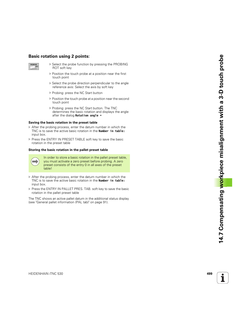 Basic rotation using 2 points | HEIDENHAIN iTNC 530 (34049x-08) ISO programming User Manual | Page 499 / 654