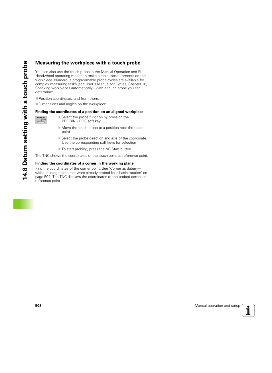 Measuring the workpiece with a touch probe | HEIDENHAIN iTNC 530 (34049x-08) ISO programming User Manual | Page 508 / 654