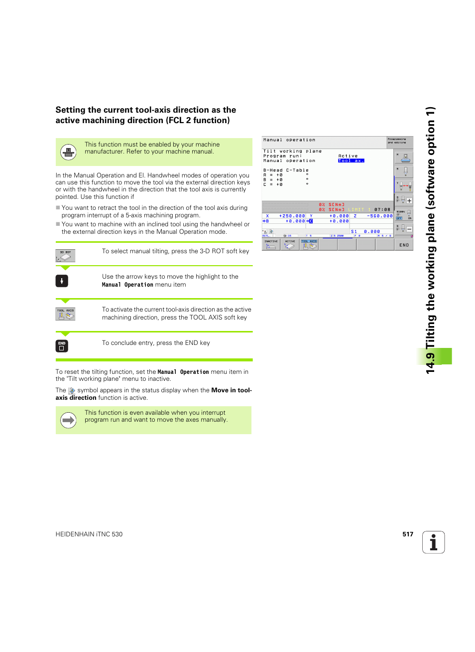 See "setting the current tool-axis | HEIDENHAIN iTNC 530 (34049x-08) ISO programming User Manual | Page 517 / 654