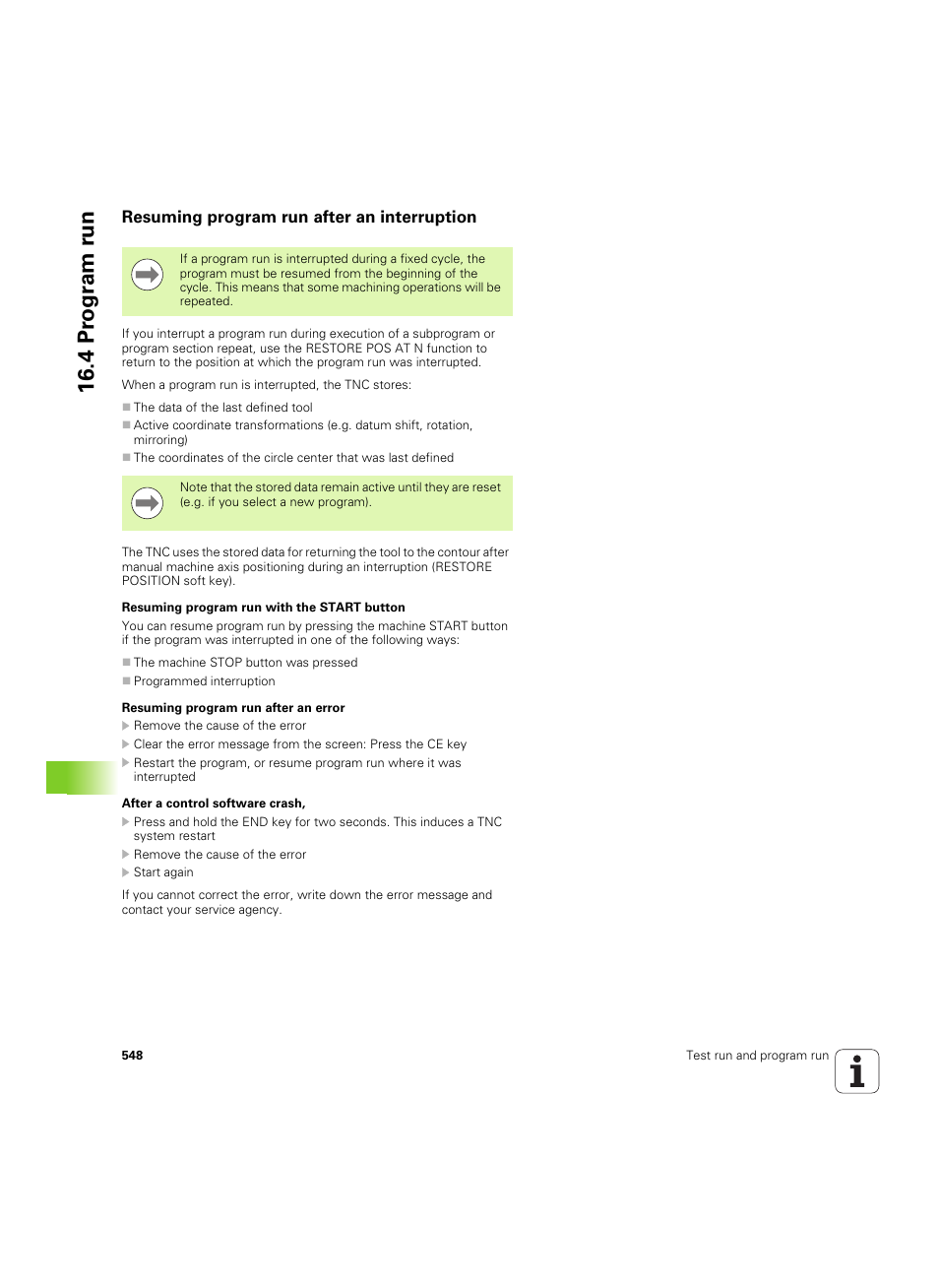 Resuming program run after an interruption, 4 pr ogr am r u n | HEIDENHAIN iTNC 530 (34049x-08) ISO programming User Manual | Page 548 / 654