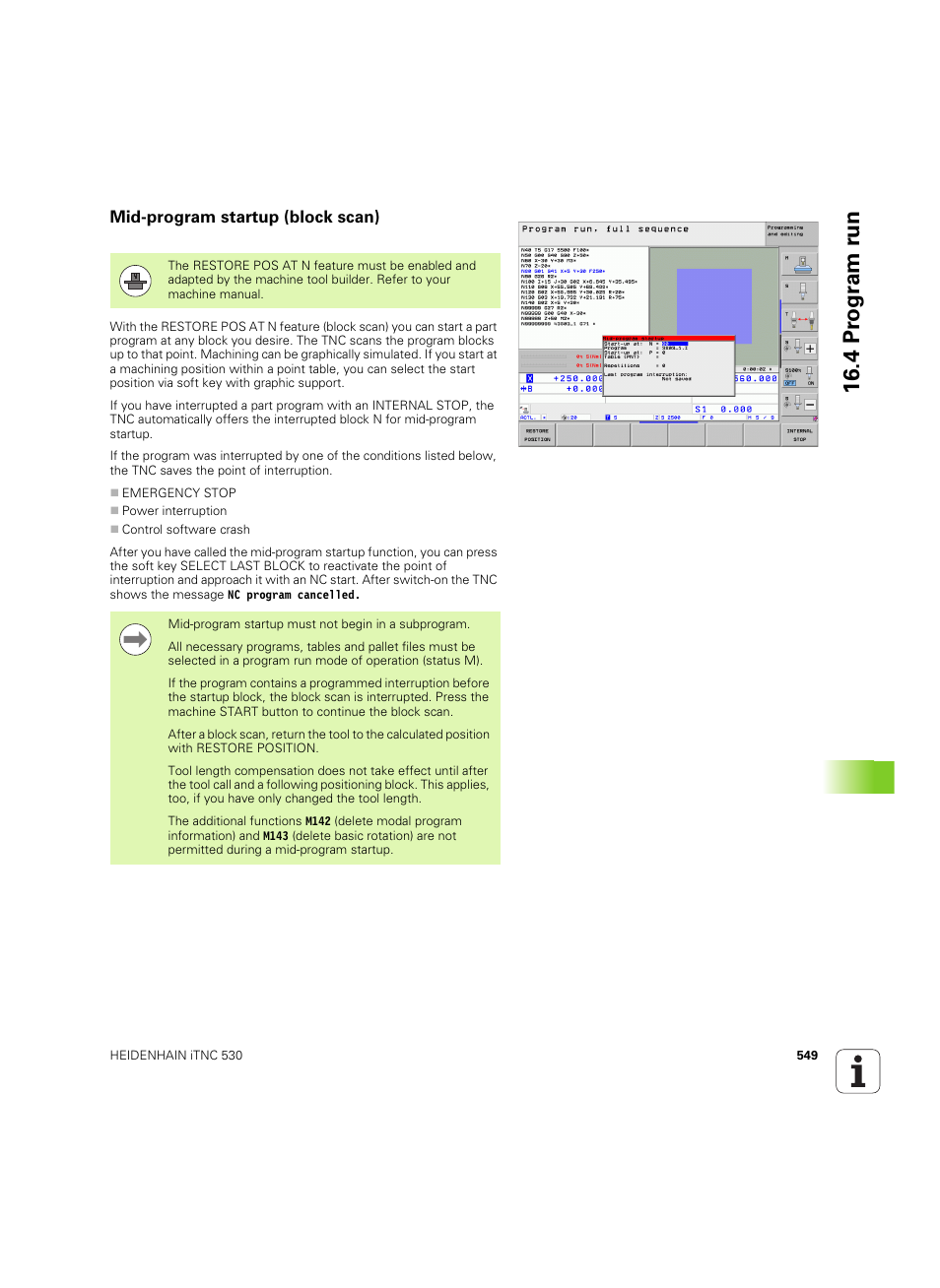 Mid-program startup (block scan), See "mid, Table (see | 4 pr ogr am r u n | HEIDENHAIN iTNC 530 (34049x-08) ISO programming User Manual | Page 549 / 654