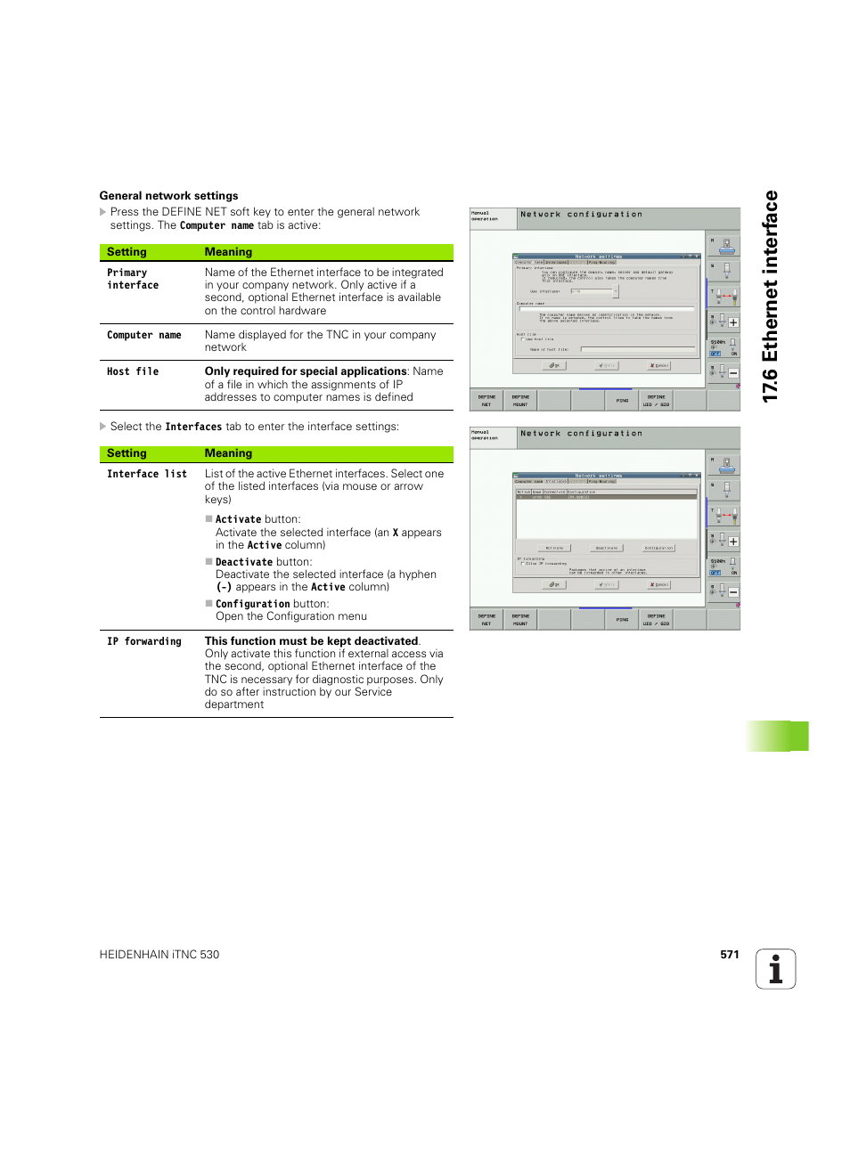 6 ether n et int e rf ace | HEIDENHAIN iTNC 530 (34049x-08) ISO programming User Manual | Page 571 / 654
