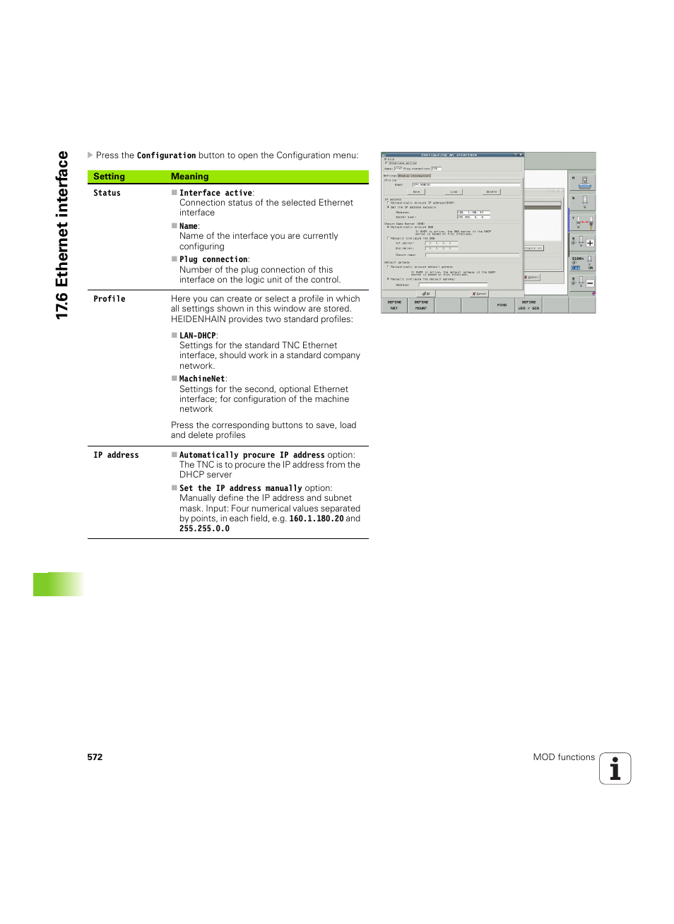 6 ether n et int e rf ace | HEIDENHAIN iTNC 530 (34049x-08) ISO programming User Manual | Page 572 / 654