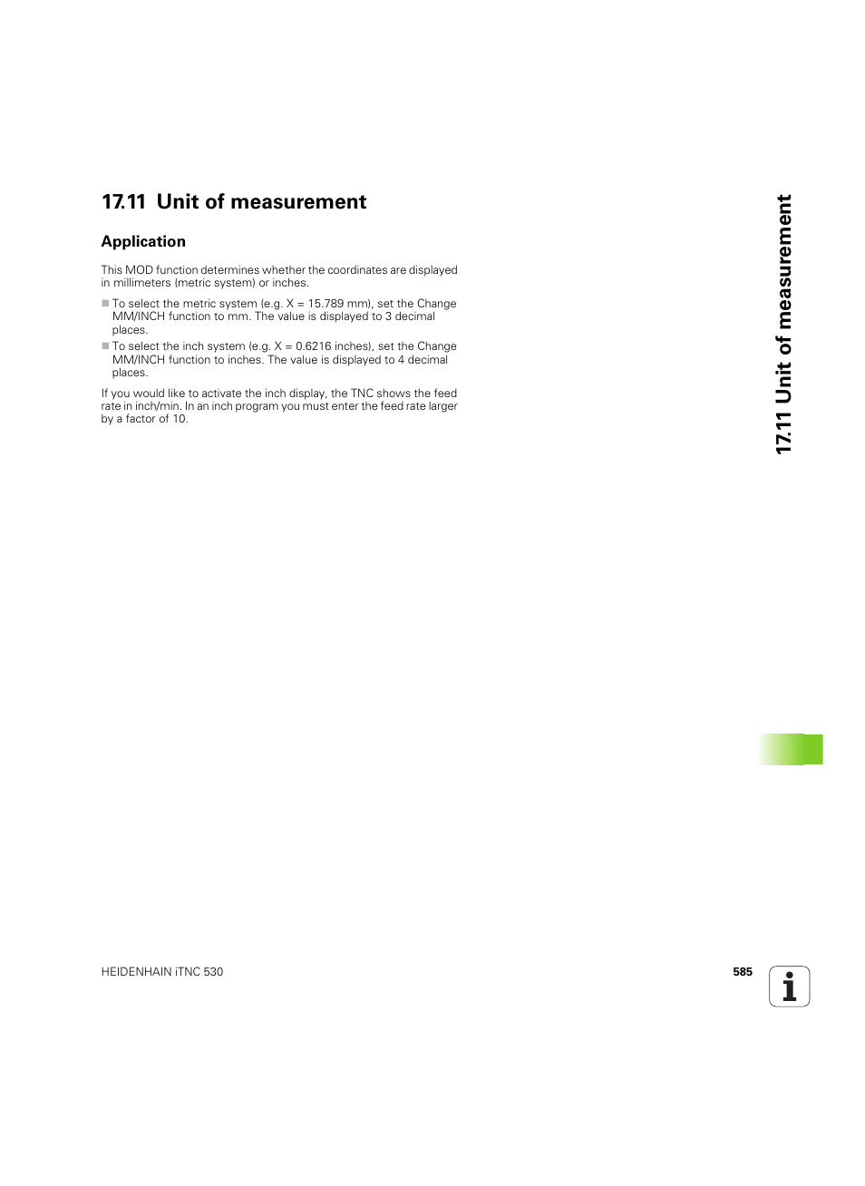 11 unit of measurement, Application | HEIDENHAIN iTNC 530 (34049x-08) ISO programming User Manual | Page 585 / 654