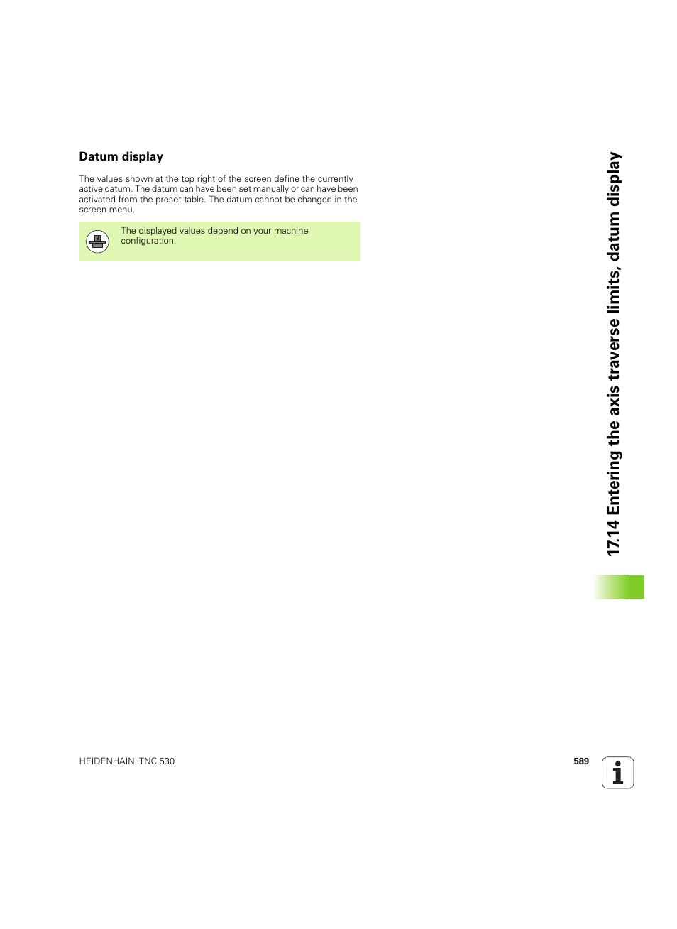 Datum display | HEIDENHAIN iTNC 530 (34049x-08) ISO programming User Manual | Page 589 / 654