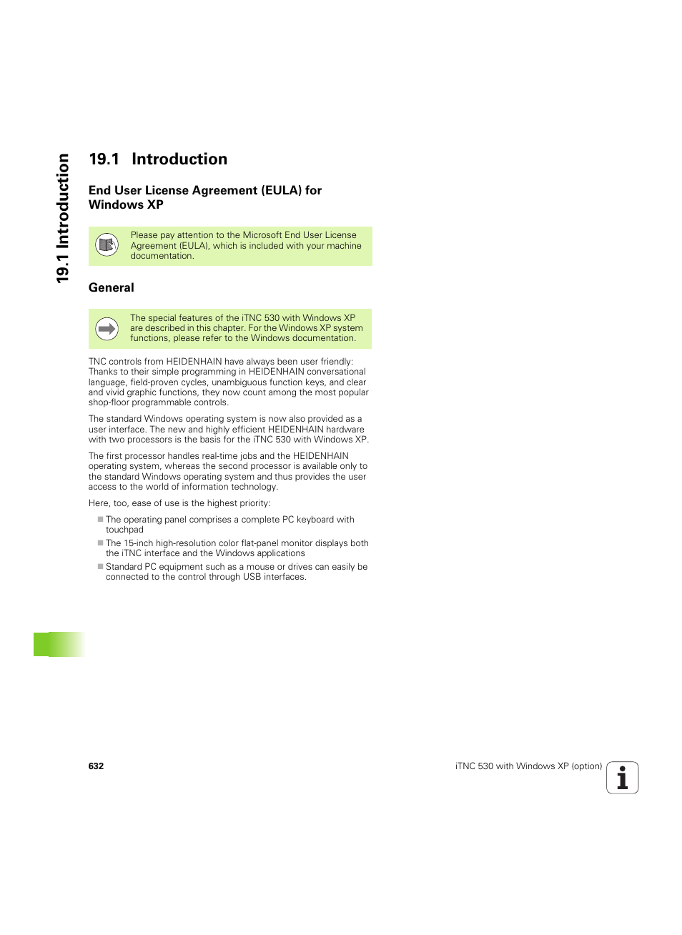 1 introduction, End user license agreement (eula) for windows xp, General | HEIDENHAIN iTNC 530 (34049x-08) ISO programming User Manual | Page 632 / 654