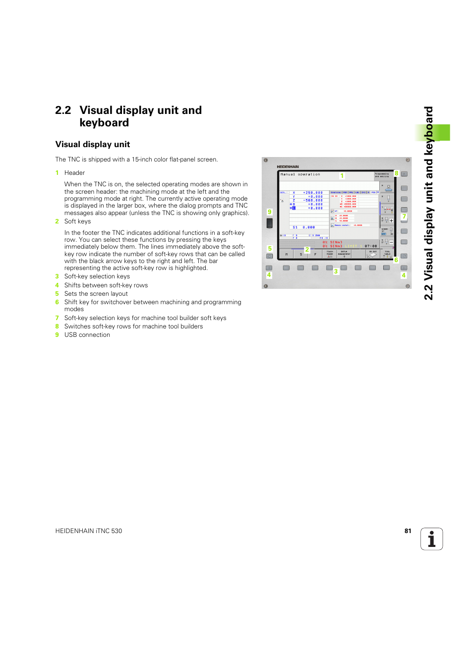 2 visual display unit and keyboard, Visual display unit, See "visual display unit" on | HEIDENHAIN iTNC 530 (34049x-08) ISO programming User Manual | Page 81 / 654