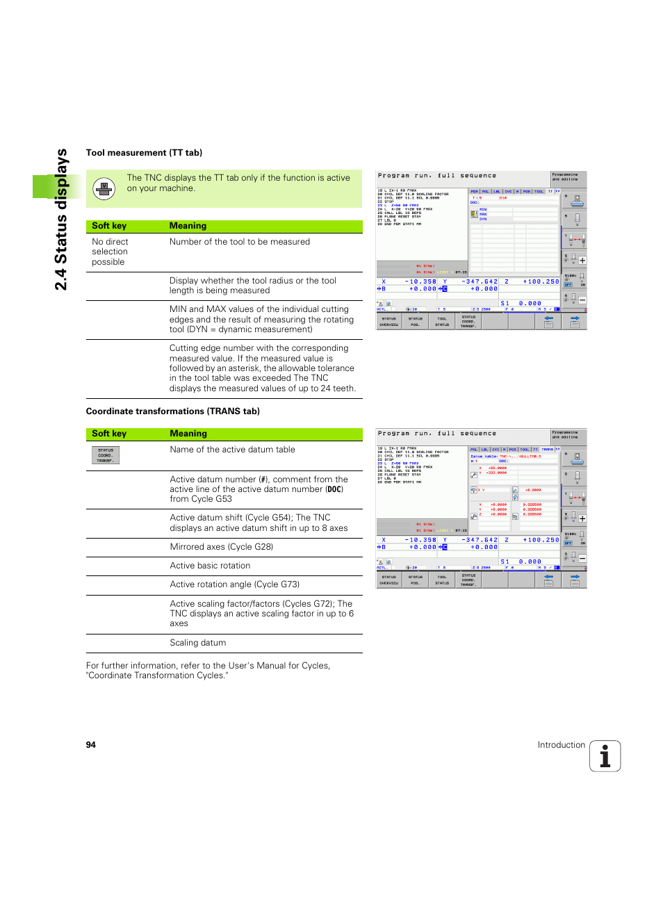 4 stat us displa ys | HEIDENHAIN iTNC 530 (34049x-08) ISO programming User Manual | Page 94 / 654