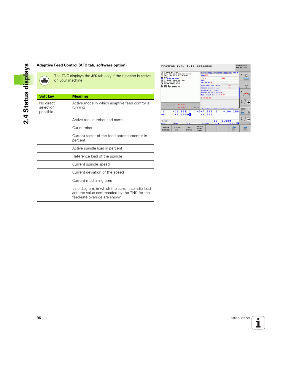 4 stat us displa ys | HEIDENHAIN iTNC 530 (34049x-08) ISO programming User Manual | Page 96 / 654