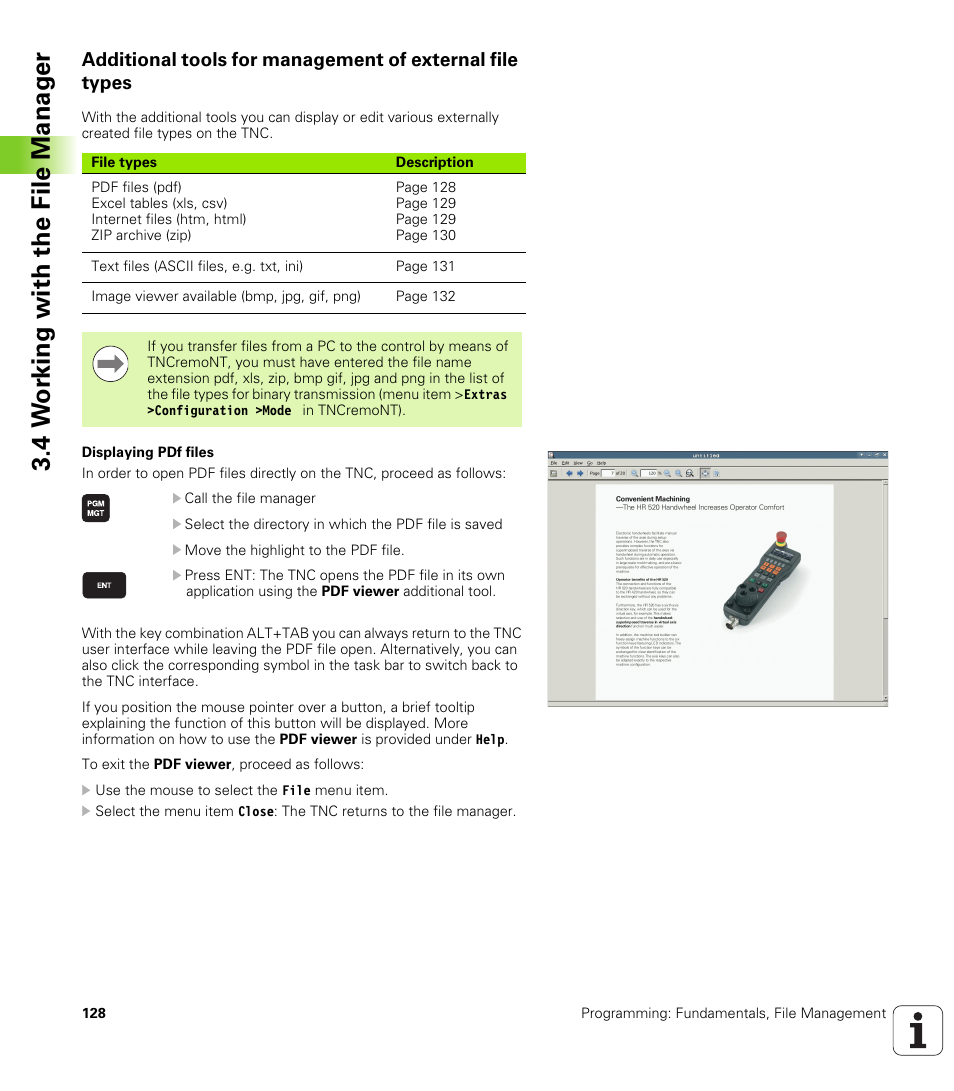 4 w o rk ing with the file manag e r | HEIDENHAIN iTNC 530 (606 42x-01) User Manual | Page 128 / 693
